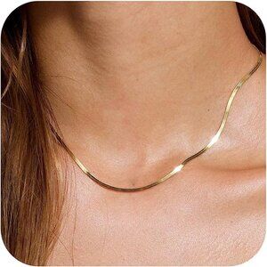 14k Gold Plated Beaded Wave Box Dainty Layered Choker Necklace for Women
